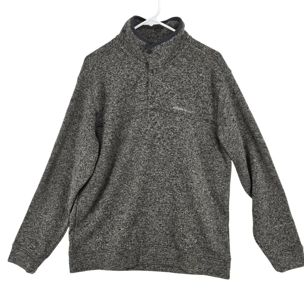 Eddie Bauer Pullover Sweater Mens XL Gray Radiator Fleece Mock Neck Snap Outdoor - Picture 1 of 11
